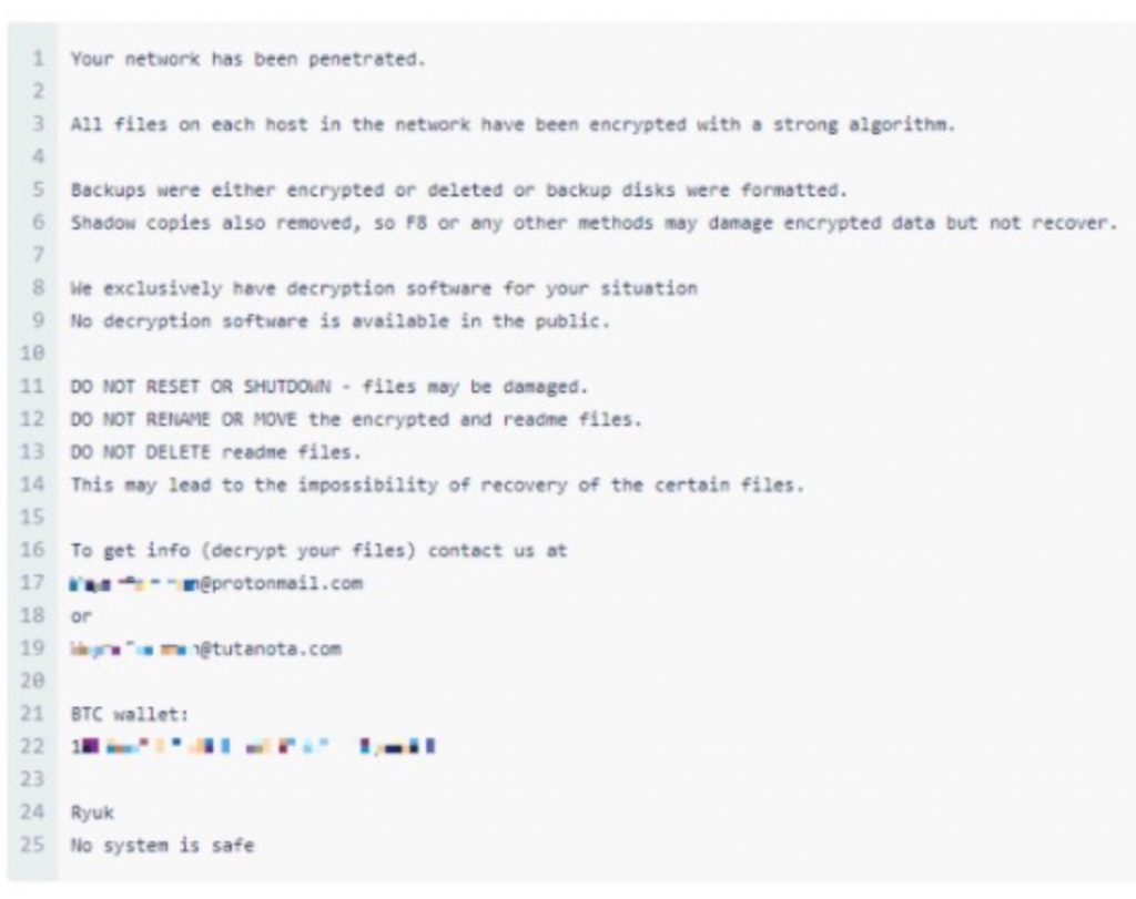 ryuk ransomware texto